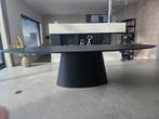 Ovale eettafel zwart Fenix blad, stalen voet, 8 persoons, Ophalen