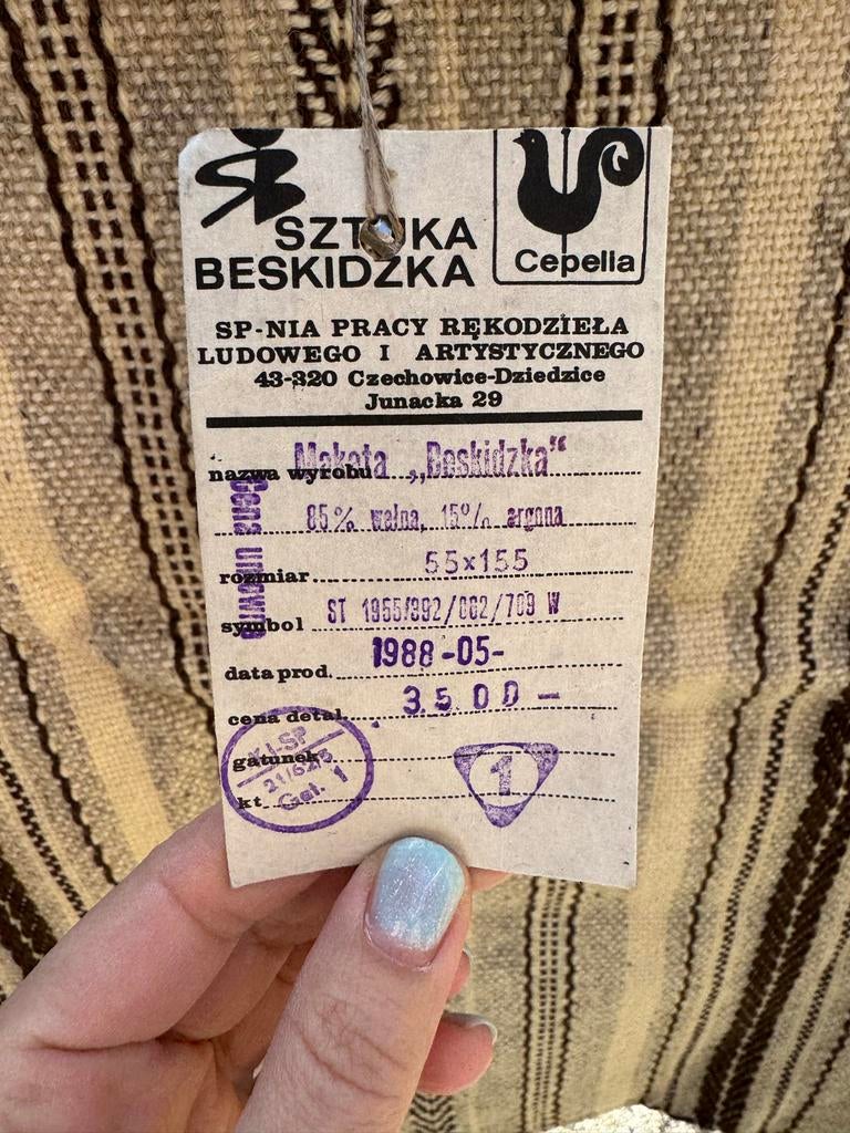 Vintage Beskidzka Wandtapijt/Kleed - Wol & Argona, Ophalen, Zo goed als nieuw, Bruin