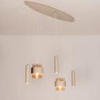 hanglamp beige amber plaat spots kookeiland tafel lamp ovaal, Ophalen of Verzenden, Nieuw, Glas, Minder dan 50 cm