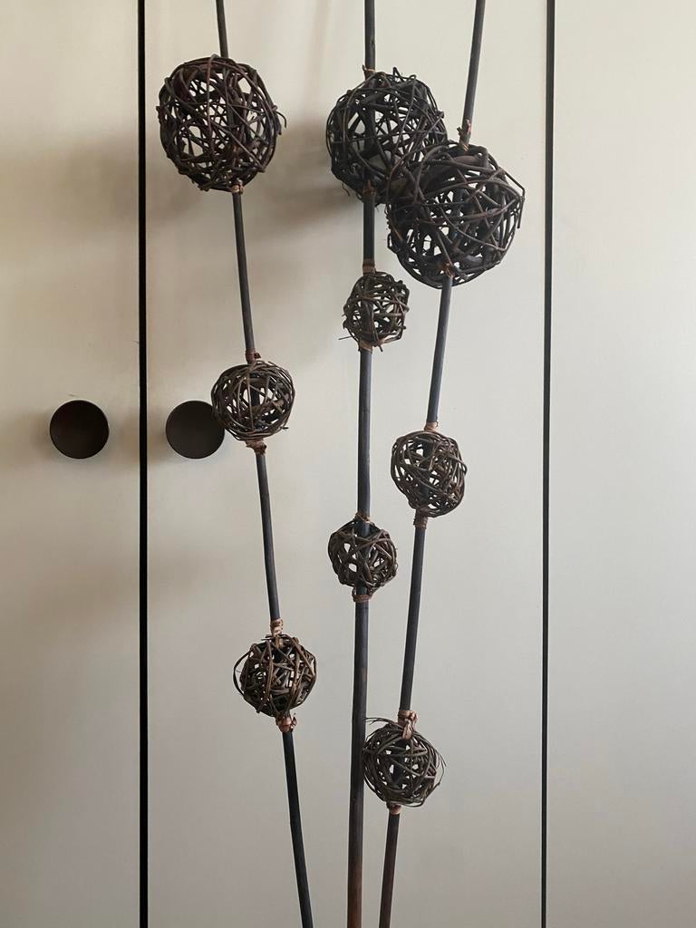 Decoratieve takken met rotan ballen 1,80 cm ongeveer, Ophalen of Verzenden, Natuurlijk materiaal, Bruin, Landelijk