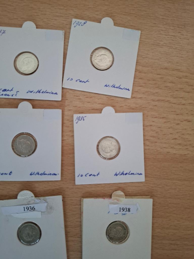 Wilhelmina dubbeltjes, Postzegels en Munten, Munten | Nederland, Setje, Zilver, Ophalen of Verzenden, 10 cent