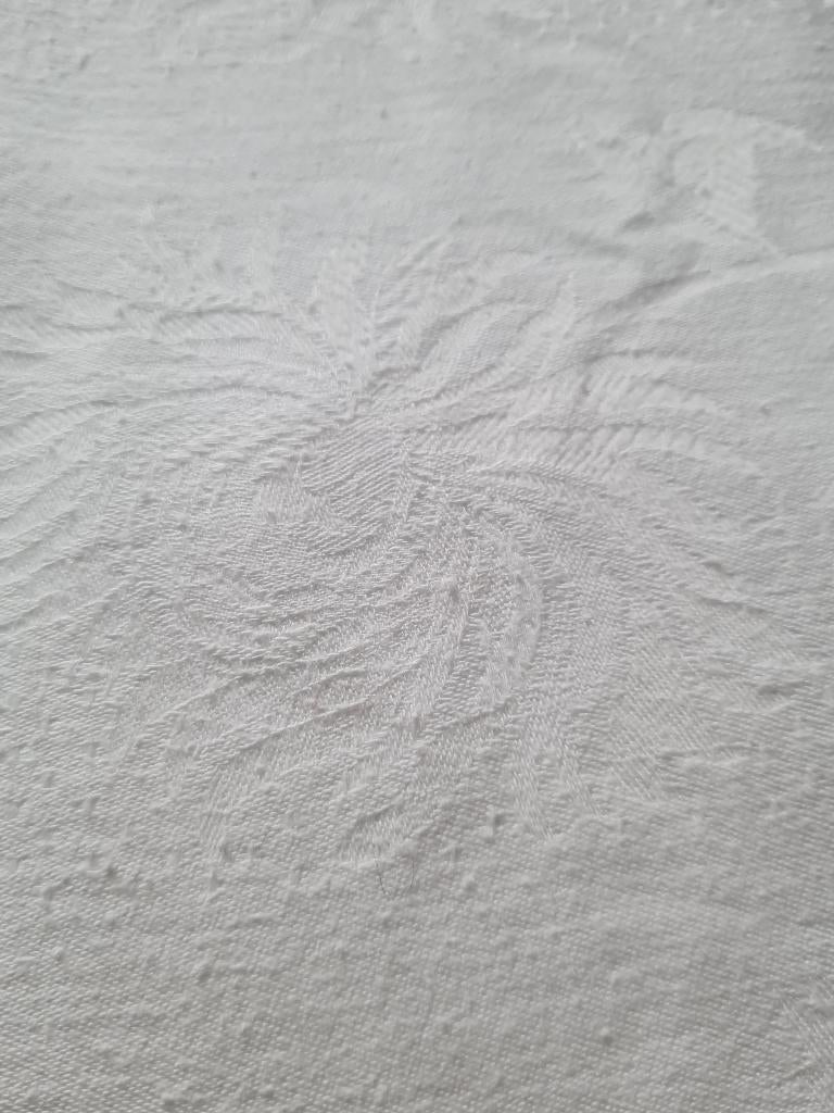 Vintage wit damast geweven peuter dekbed overtrek, Heikant 21 Kaatsheuvel, Jongetje of Meisje, Wit, Dekbedovertrek