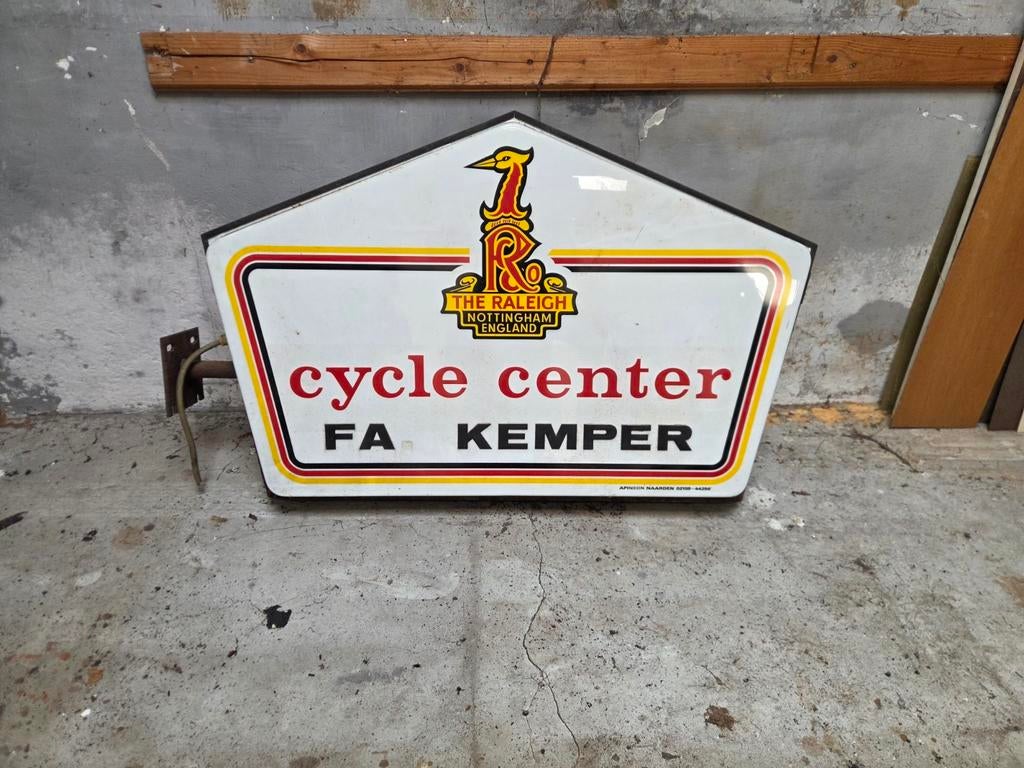 Reclamebord the Raleigh Cycle Center FA Kemper, Ophalen, Gebruikt, Reclamebord