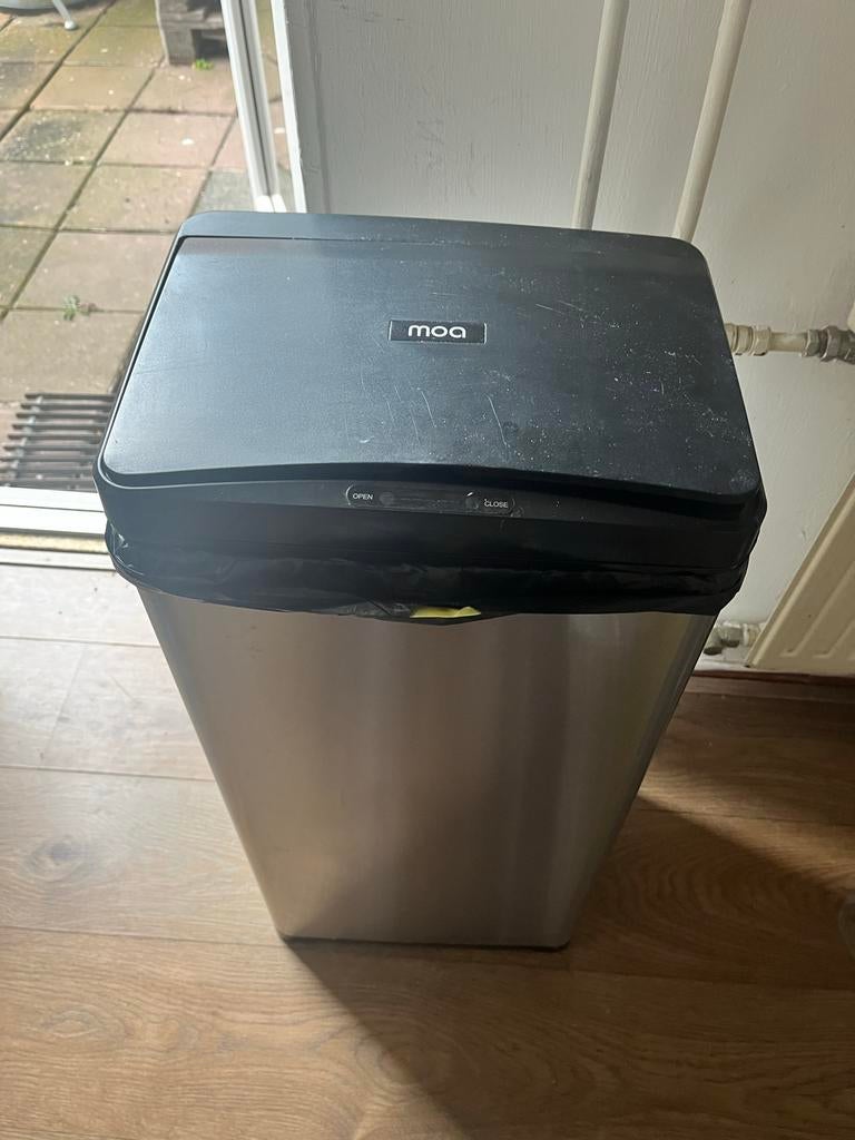 MOA Sensor Prullenbak 50L RVS - Contactloos & Geruisloos, 40 liter of meer, Ophalen, Gebruikt, Rvs