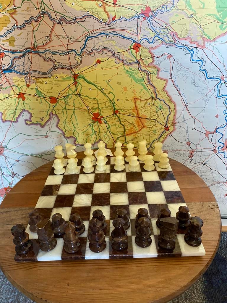 Schaakspel marmer, Ophalen of Verzenden, Zo goed als nieuw