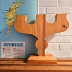 Grote Zweedse vintage houten Kandelaar, retro brocante