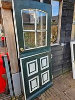 Hardhouten Buitendeur met Glaspanelen - Gebruikt, Gebruikt, 80 tot 100 cm, Ophalen of Verzenden, Buitendeur