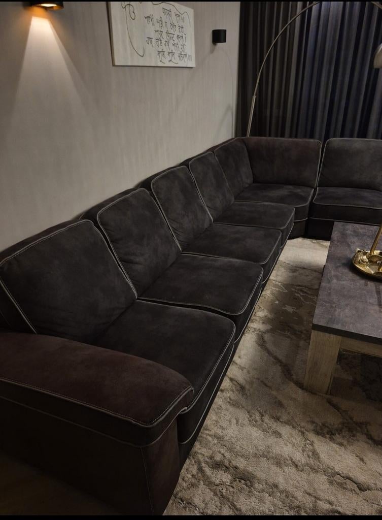 Donkergrijze 7-zits bankstel - Comfortabel en betaalbaar!, Huis en Inrichting, Banken | Bankstellen, Gebruikt, Hoekbank, Vierpersoons of meer