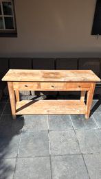 Massief teakhouten side table, Ophalen of Verzenden, Gebruikt, 25 tot 50 cm, Rechthoekig