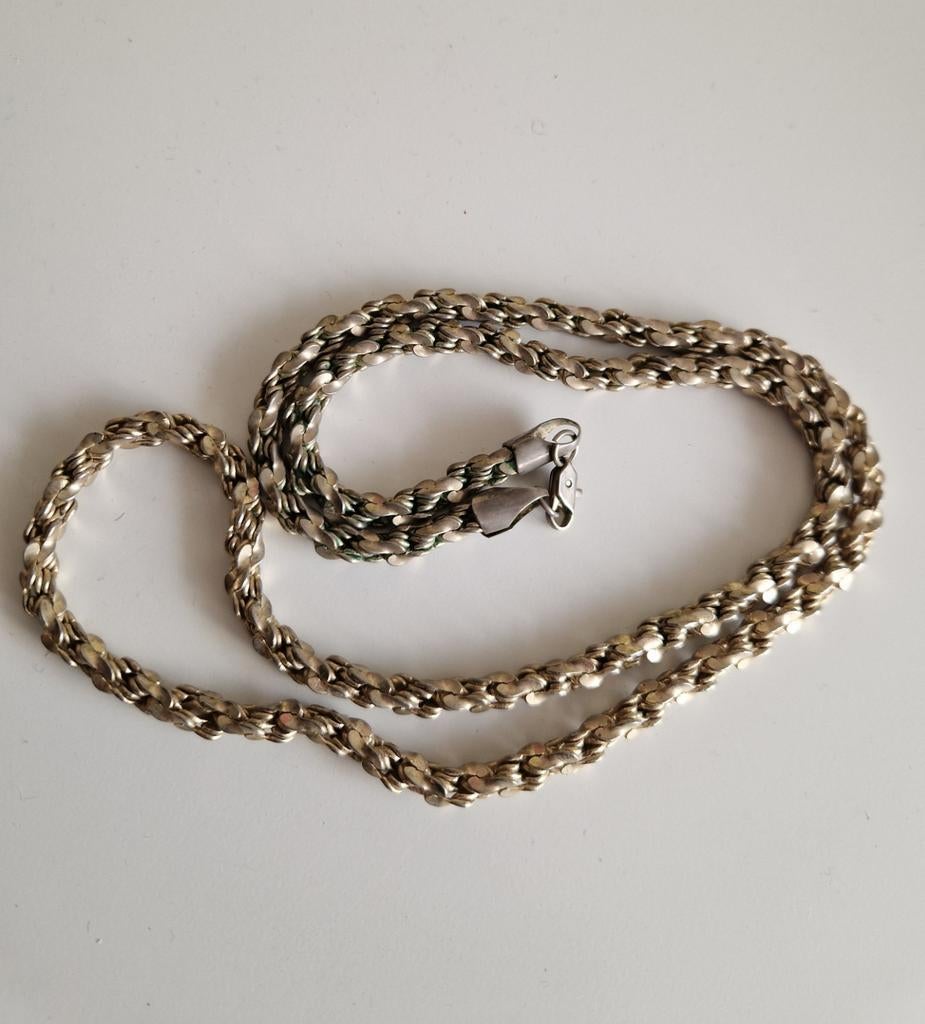 Vintage vossenstaart lijkende ketting., Verzenden, Bruin, Overige materialen
