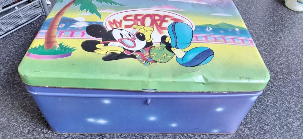 Vintage blik mickey mouse "my secrets", Verzamelen, Disney, Ophalen of Verzenden, Mickey Mouse, Gebruikt