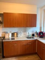 Hoekkeuken met bovenkasten, Huis en Inrichting, Ophalen, Gebruikt, Bruin, Hoekkeuken