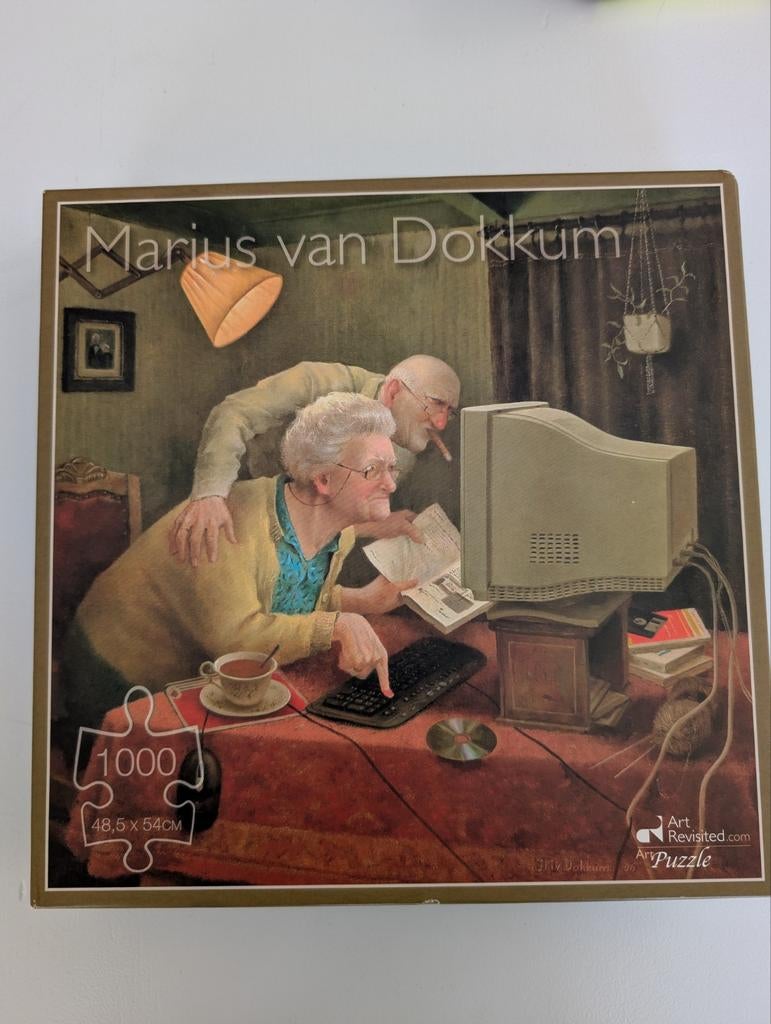 Marius van Dokkum puzzel: Meegaan met je tijd, 1000 stukjes, Hobby en Vrije tijd, Ophalen of Verzenden, 500 t/m 1500 stukjes