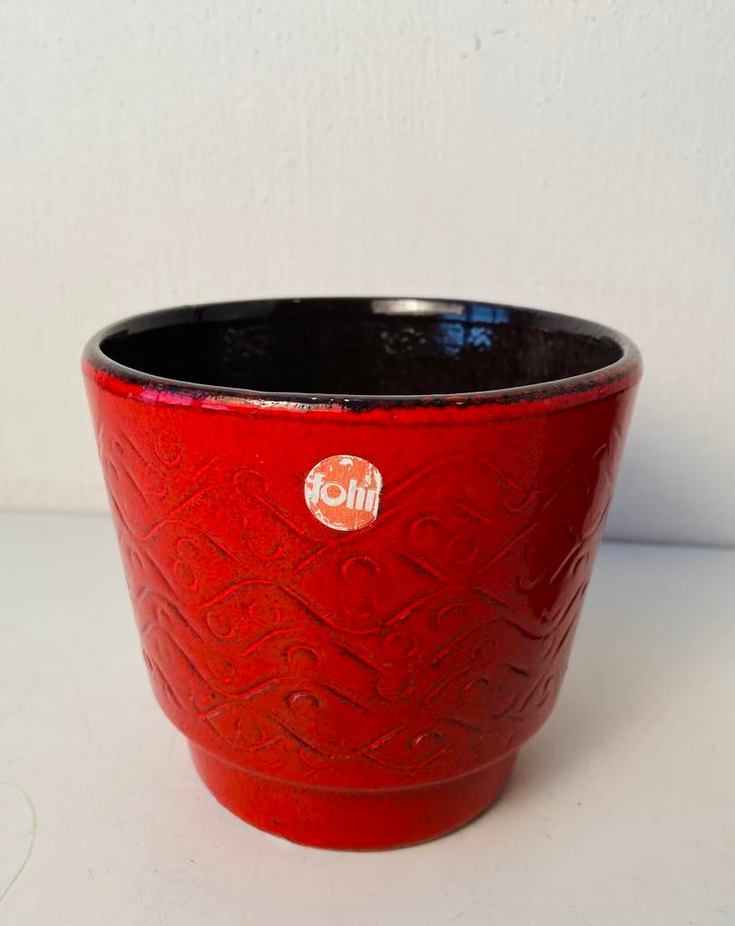 Set Fohr rode keramiek bloempotten , jaren 70, Gebruikt, Duitsland, Rond, Binnen