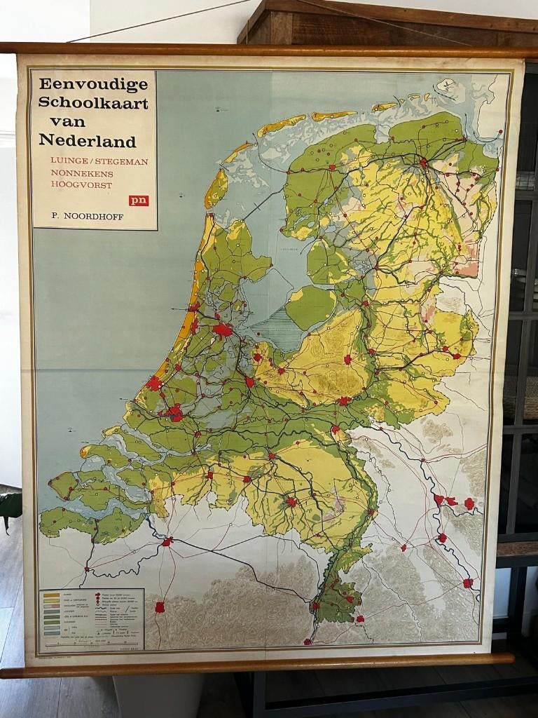 Eenvoudige schoolplaat van Nederland, Antiek en Kunst, Antiek | Schoolplaten, Ophalen of Verzenden, Aardrijkskunde