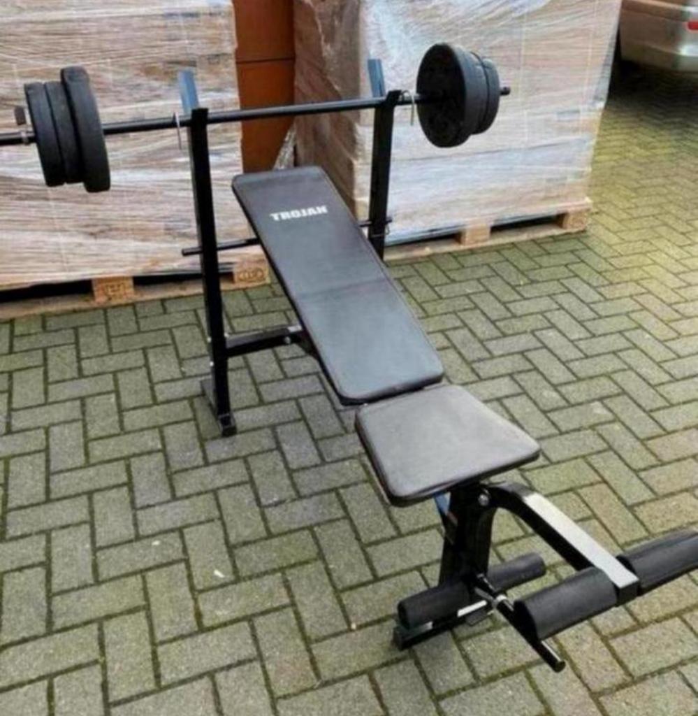 Verstelbare Halterbank  + Barbel 20kg Gewichten , Nieuw,, Sport en Fitness, Fitnessmaterialen, Ophalen, Nieuw, Fitnessbank