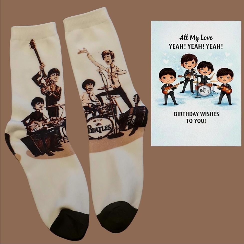 THE BEATLES SOKKEN + VERJAARDAGS KAART THE BEATLES, Ophalen of Verzenden, Nieuw