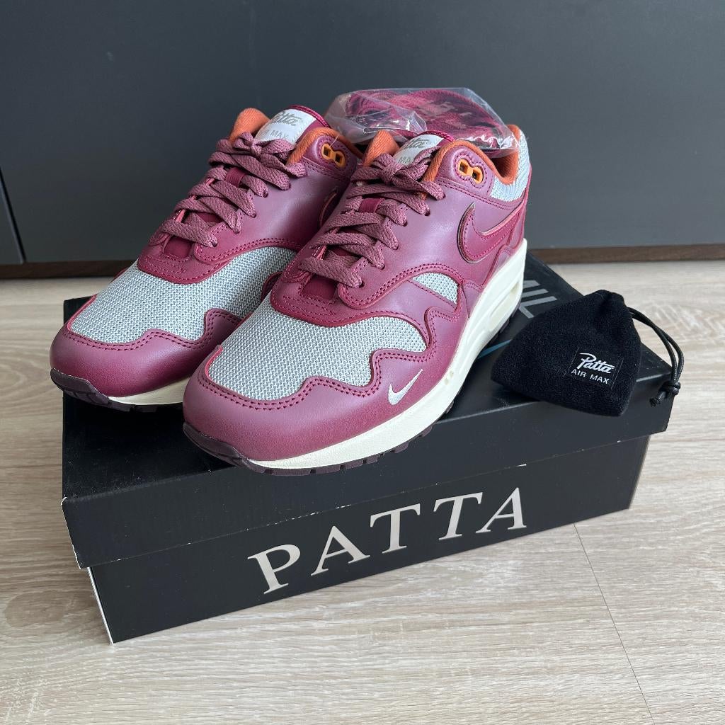 Nike Air Max 1 Patta Wave Rush Maroon Size 40.5 / US9, Overige kleuren, Nike, Nieuw, Ophalen of Verzenden