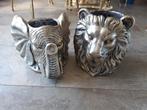 bloempotten een olifant leeuwenkop samen €10, Ophalen, Overige kleuren, Aardewerk of Porselein, Zo goed als nieuw