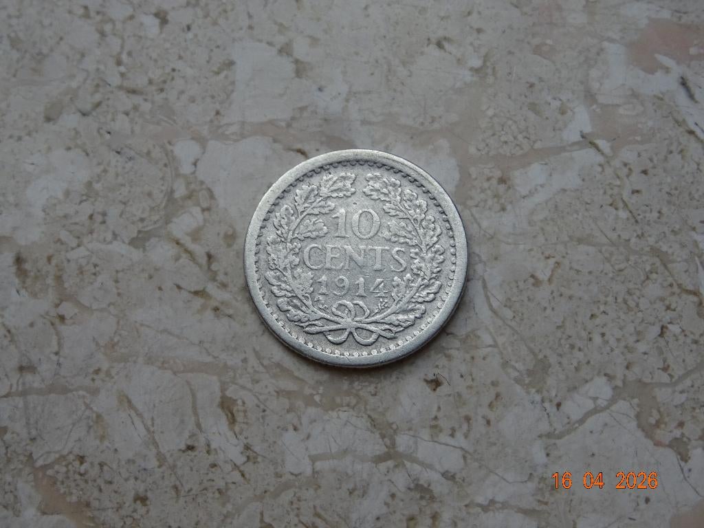 10 cent 1914, Postzegels en Munten, Munten | Nederland, Verzenden, Zilver, 10 cent, Koningin Wilhelmina