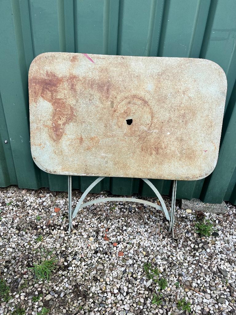 franse ijzeren bistrotafel, Ophalen, Gebruikt, Rechthoekig, Metaal