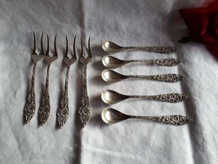 Nieuwpoort alpacca Ajour lepeltjes vorkjes belegvorkjes, Antiek en Kunst, Antiek | Bestek, Verzenden