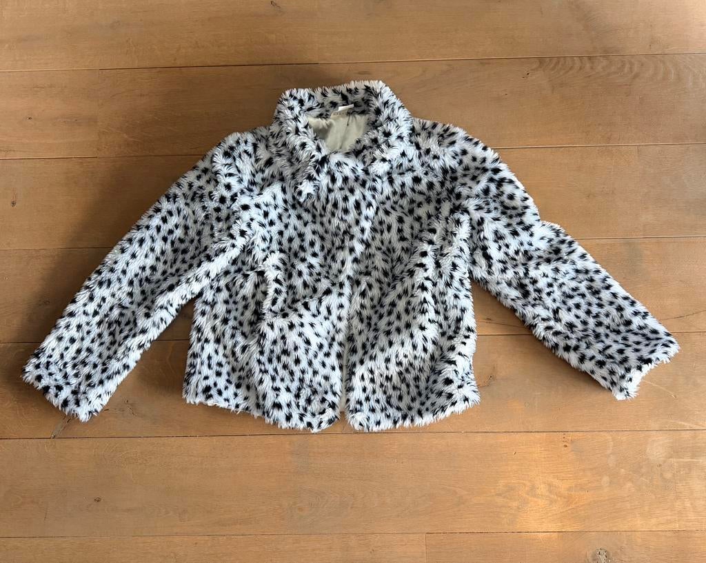 Zwart-wit bontjas (nepbont) maat M, Kleding | Dames, Carnavalskleding en Feestkleding, Zo goed als nieuw, Carnaval, Maat 38/40 (M)