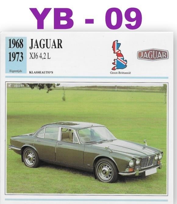 Yb09 autokaart jaguar xj6 4,2 l ( 1968 - 1973 ), Ophalen of Verzenden, Zo goed als nieuw, Auto's