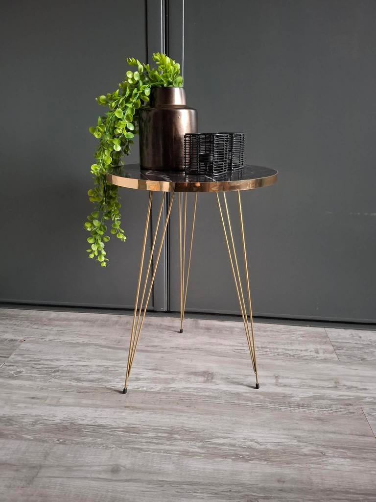 Bijzettafel - nieuw - zwart goud - planten tafel - meubel, Ophalen of Verzenden, Zo goed als nieuw, Hout