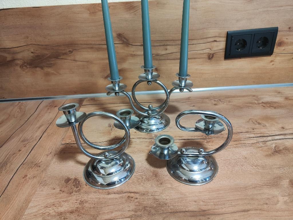 art deco kandelaar set, Antiek en Kunst, Ophalen of Verzenden, Overige materialen