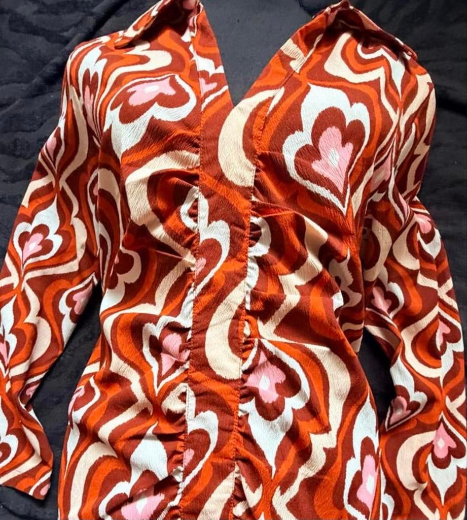 VILA Blouse met retro print. Maat L. Mooi!, Kleding | Dames, Blouses en Tunieken, Ophalen of Verzenden, Zo goed als nieuw, Maat 42/44 (L)