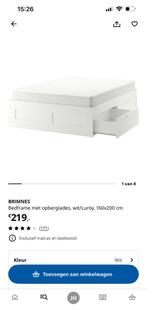 Bed Brimnes wit 160/200, Ophalen, Wit, Tweepersoons, Zo goed als nieuw