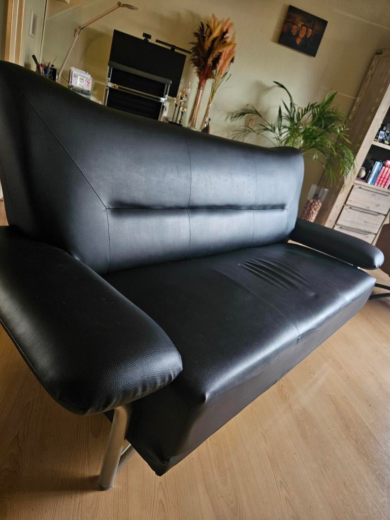 Zwarte design bank, Ophalen, Overige materialen, 150 tot 200 cm, Driepersoons