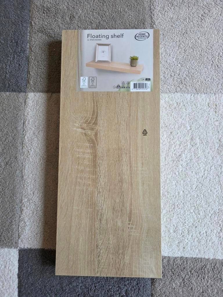 Nieuwe zwevende plank - Houtkleur - 57x23.5x3.8 cm, Huis en Inrichting, Ophalen of Verzenden, Nieuw