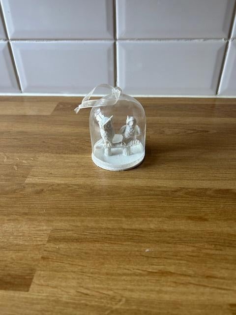 H14-glazen stolp met uiltjes 10cm, Ophalen of Verzenden, Gebruikt