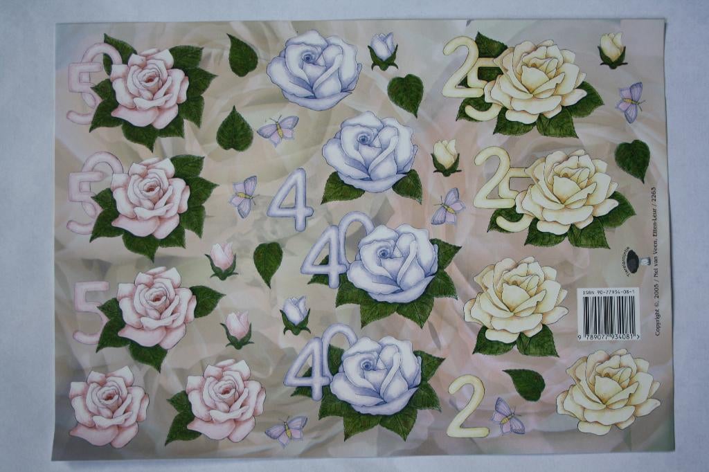 2 stuks knipvellen jubileum bloemen 7260, Ophalen of Verzenden, Nieuw, Man of Vrouw, Knipvel