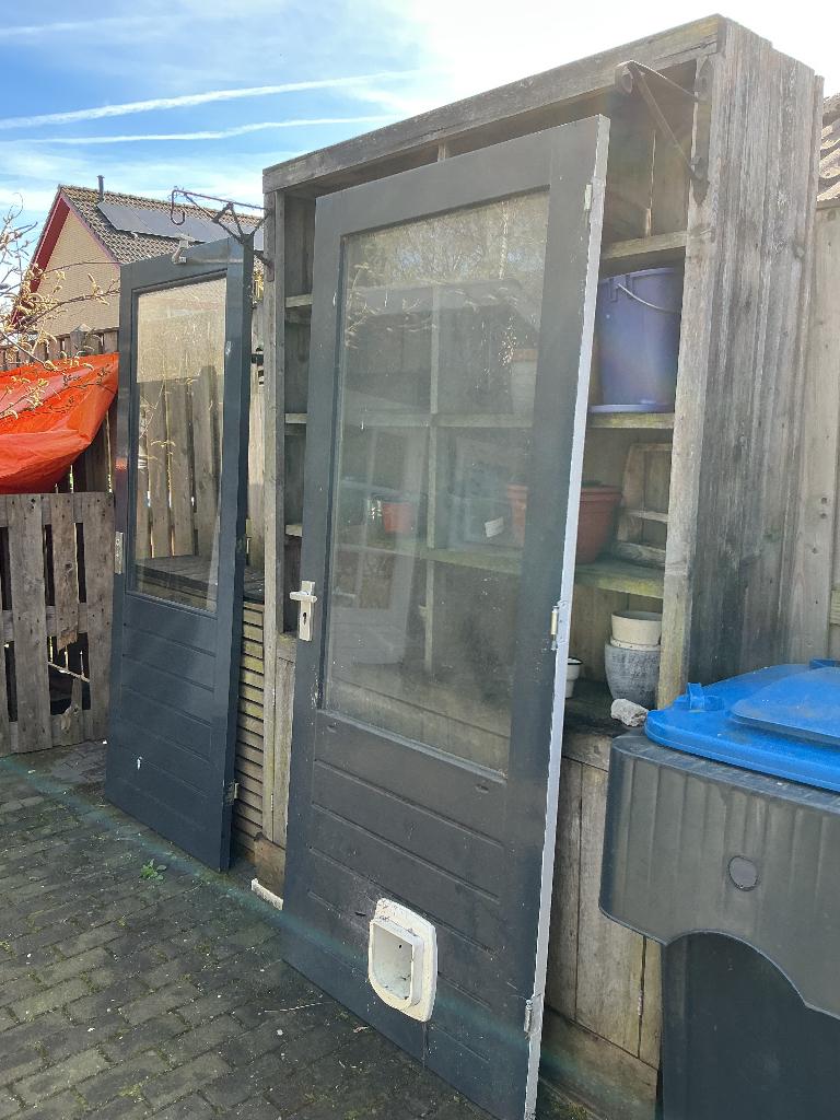 Hardhouten buitendeur, Ophalen, Gebruikt, 80 tot 100 cm, Buitendeur