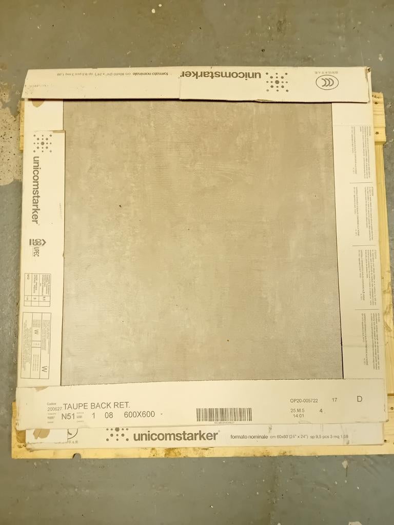 6 Unicom Starker vloertegels Taupe Back 60 x 60 cm, Ophalen, 60 cm of meer, Nieuw, Minder dan 5 m²