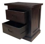 Zwarte mangohouten 2-ladekast, Ophalen, 1 of 2 laden, Nieuw, 50 tot 100 cm