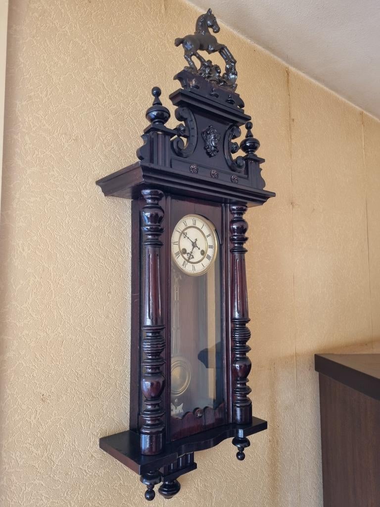 antieke paardjesklok regulator gustav rond 1900 ornament, Antiek en Kunst, Antiek | Klokken, Ophalen