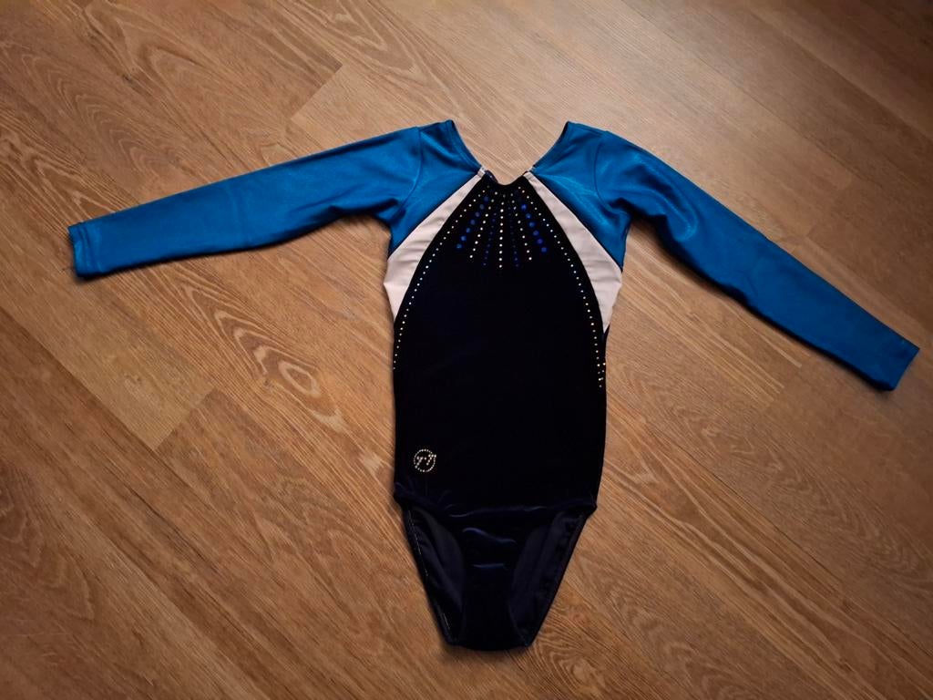 Turnpakje lange mouw TT Gymnastics maat 140, Blauw, Zo goed als nieuw, Turnpak(je), Kindermaat 122 t/m 140