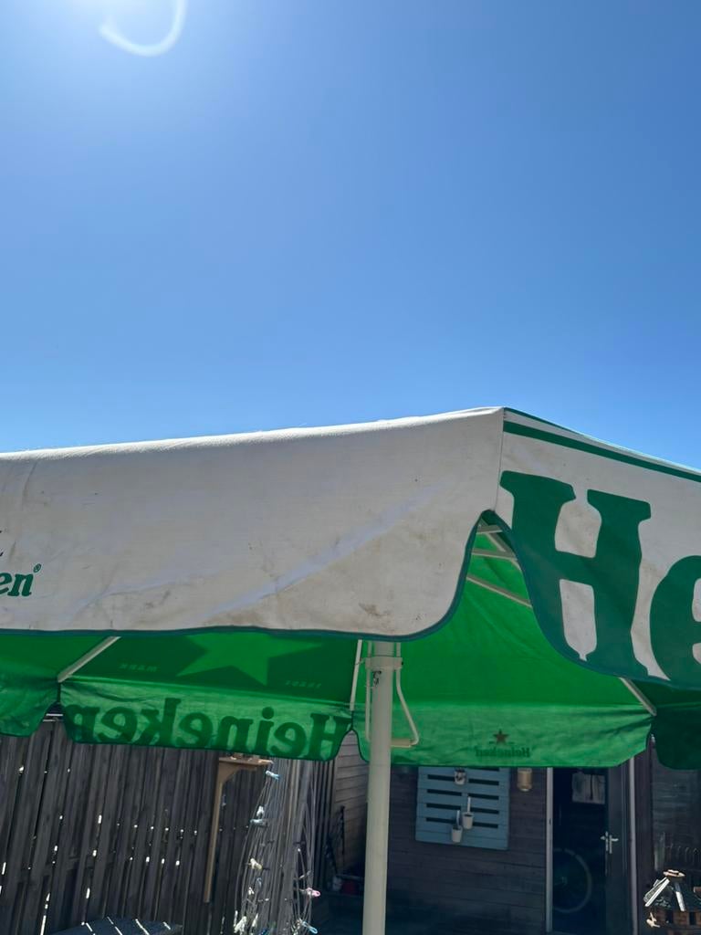 Heineken parasol 3 meter diameter, Ophalen, Gebruikt, 2 tot 3 meter, Waterdicht