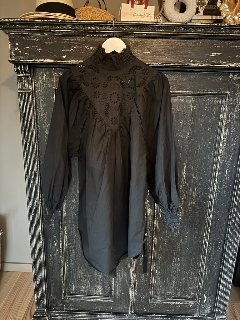Zwarte soepelvallende blouse jurk maat M, Ophalen of Verzenden, Gedragen, Maat 38/40 (M), Zwart