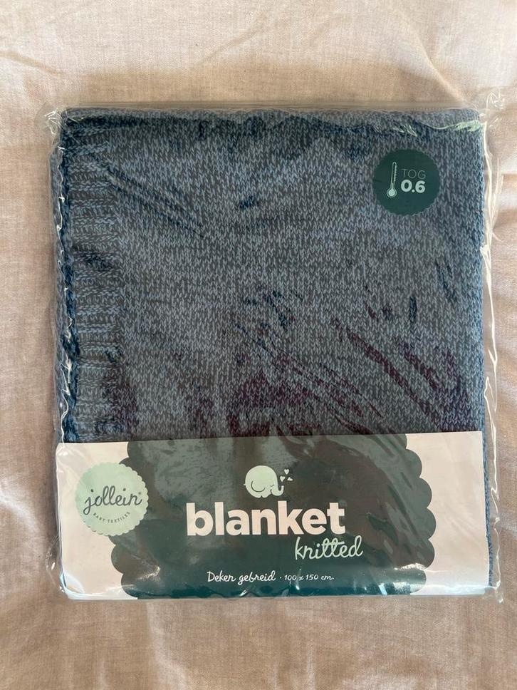 Jollein knitted deken stonewashed 100x150cm (0.6 TOG), Kinderen en Baby's, Dekens, Slaapzakjes en Inbakerproducten, Nieuw, Deken