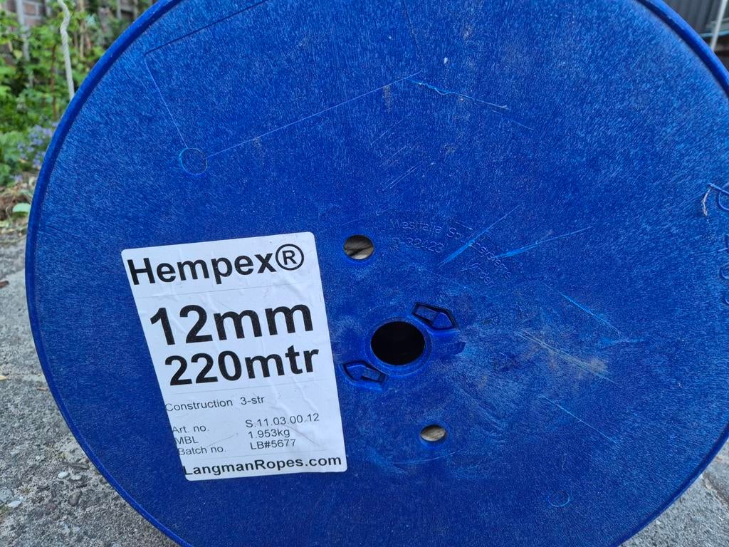 Hempex Touw 12mm 220m - Nieuw op rol, Ophalen, Nieuw