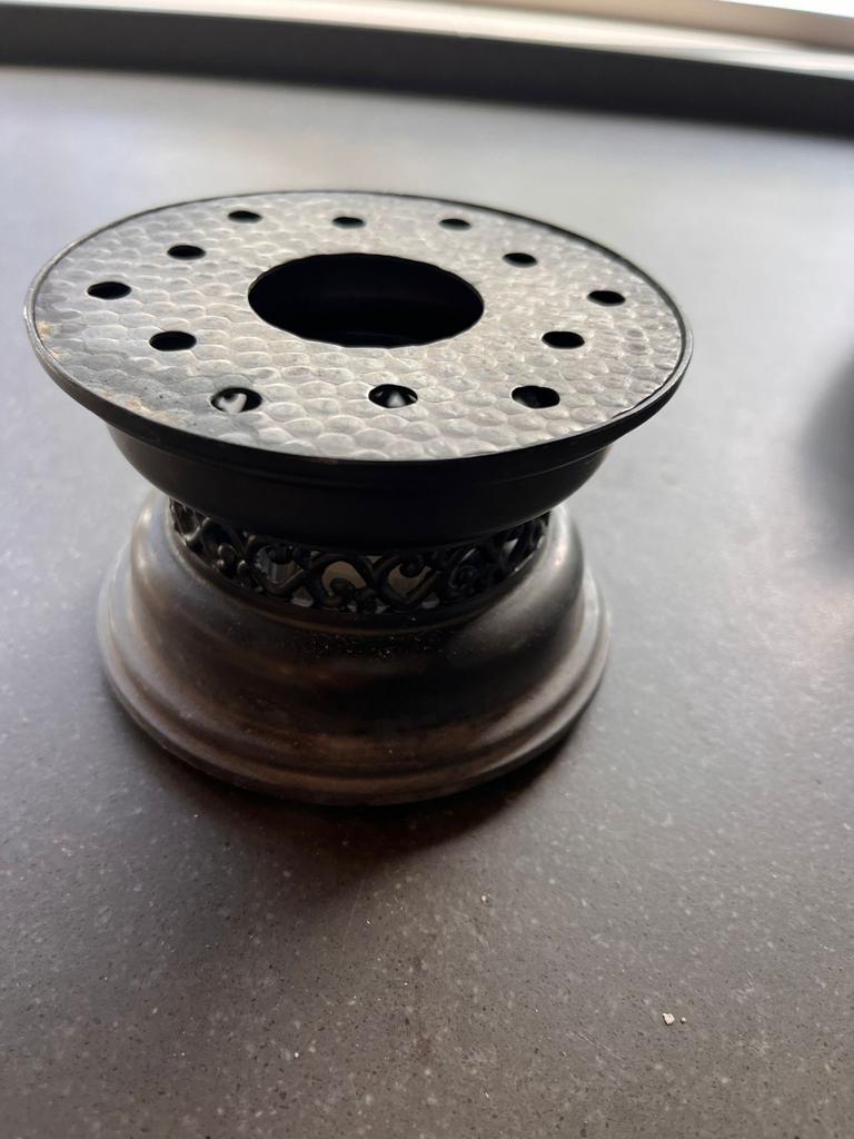 Metalen theelicht houder / rechaud, Gebruikt, Zwart, Ophalen of Verzenden, Metaal