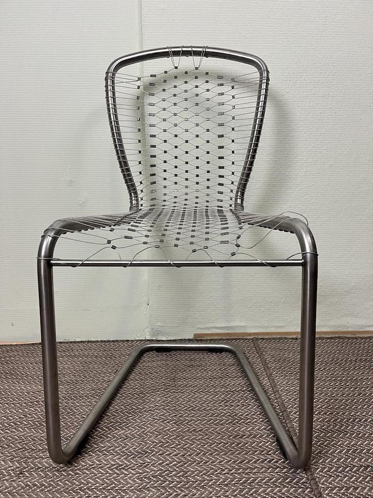 Design draadstoel, Huis en Inrichting, Stoelen, Gebruikt, Eén, Metaal, Grijs, Ophalen of Verzenden