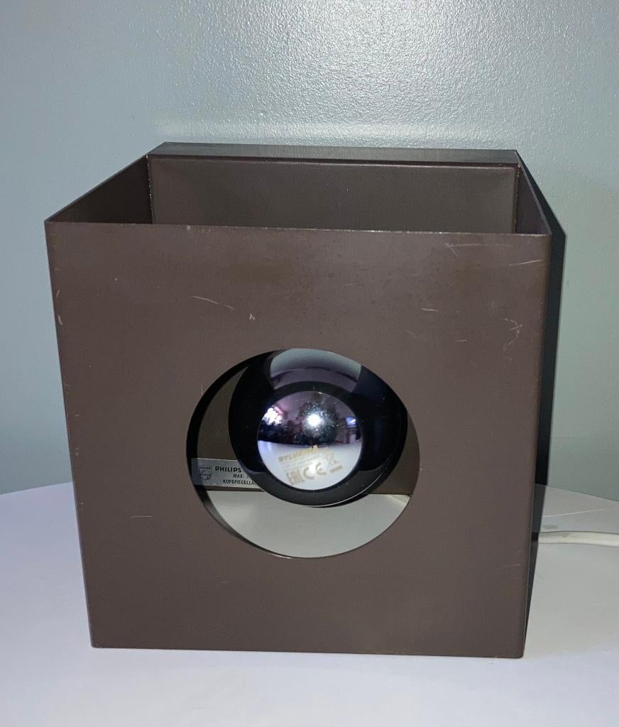 Vintage Philips kubus wandlamp NWS 65, Ophalen of Verzenden, Gebruikt, Metaal