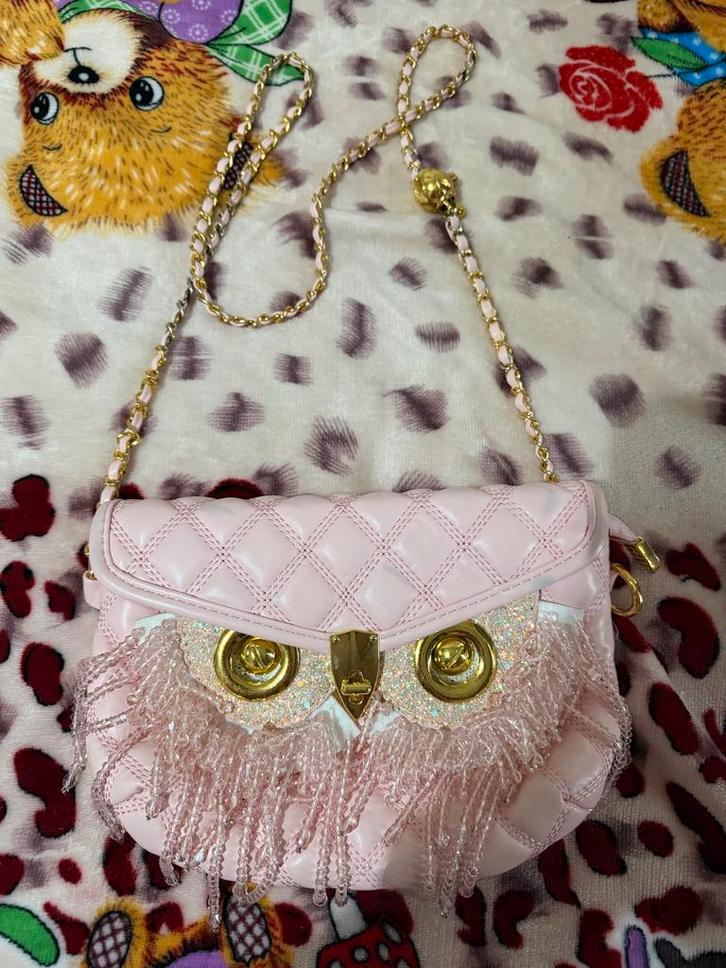 Roze Uil Schoudertasje met Kralen en Gouden Details, Sieraden, Tassen en Uiterlijk, Tassen | Damestassen, Zo goed als nieuw, Schoudertasje