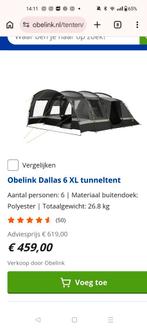 Obelink Dallas 6 XL tunneltent - Nieuw in doos!, Caravans en Kamperen, Tenten, Ophalen